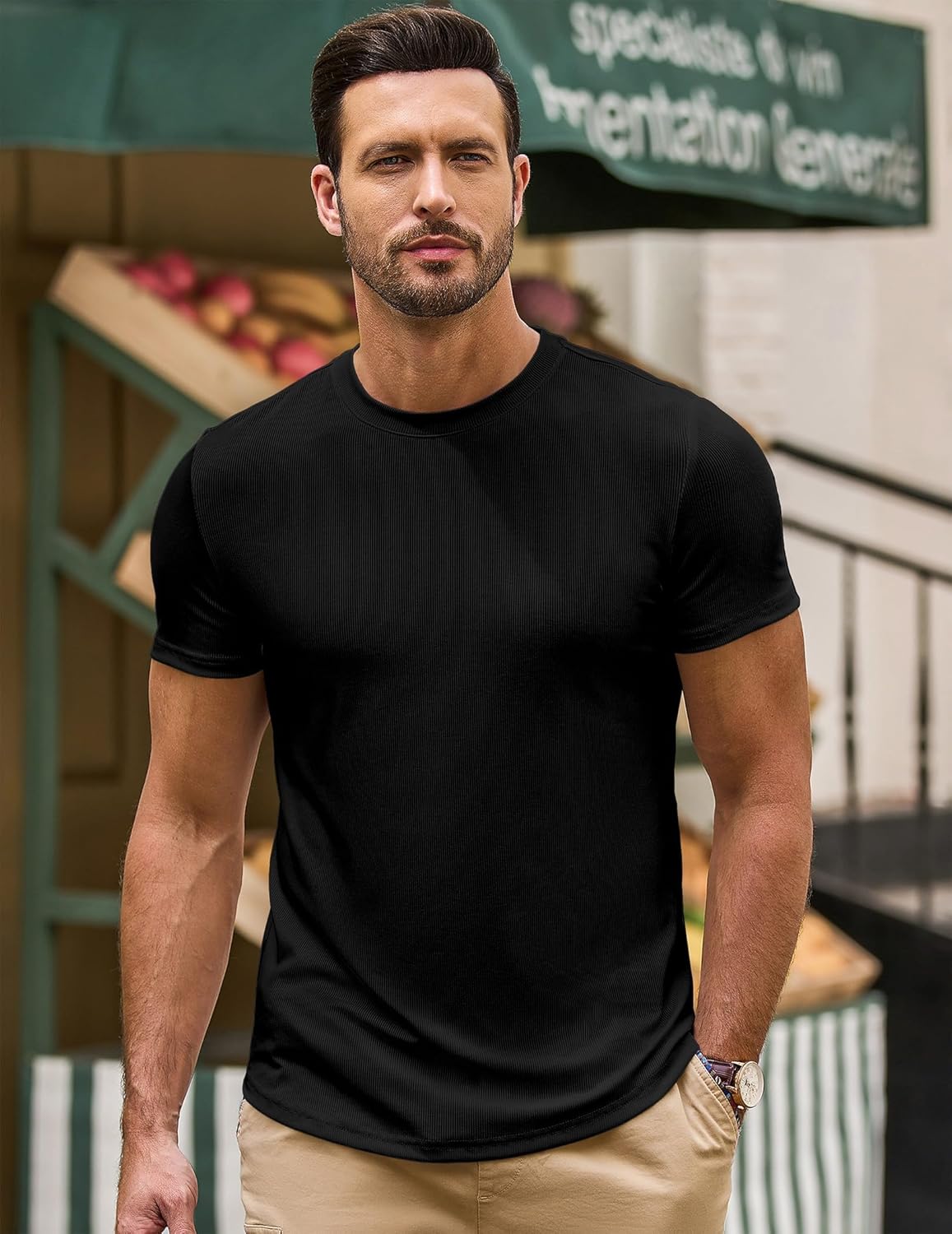 Norman Ανδρικό T-Shirt – Κοντομάνικο Slim Fit με Ελαστικότητα, Μακρύ & Αθλητικό Καλοκαίρι