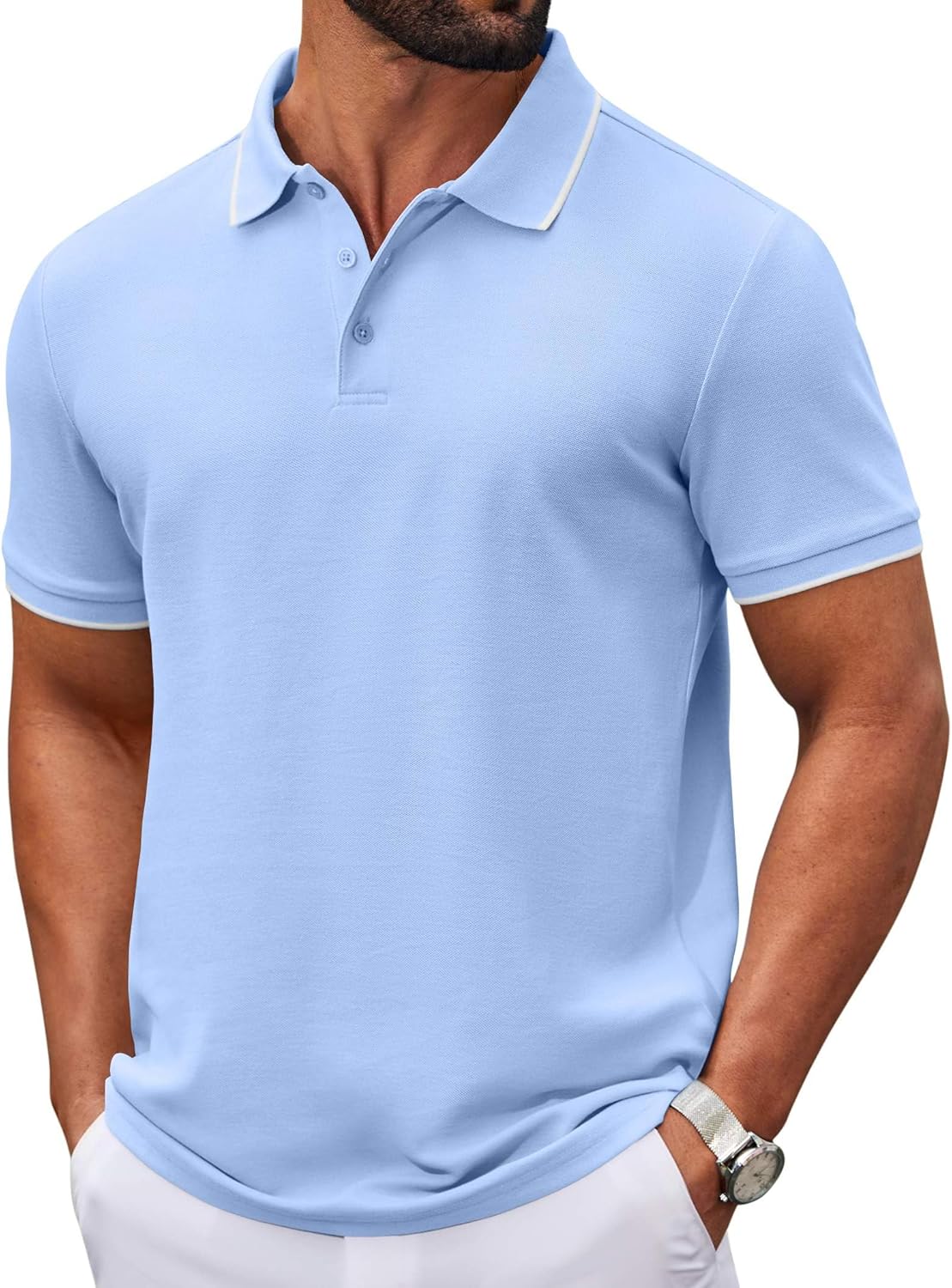 Leon Polo Homme – Polo z bawełny piqué z krótkim rękawem, styl casual i elegancki golf