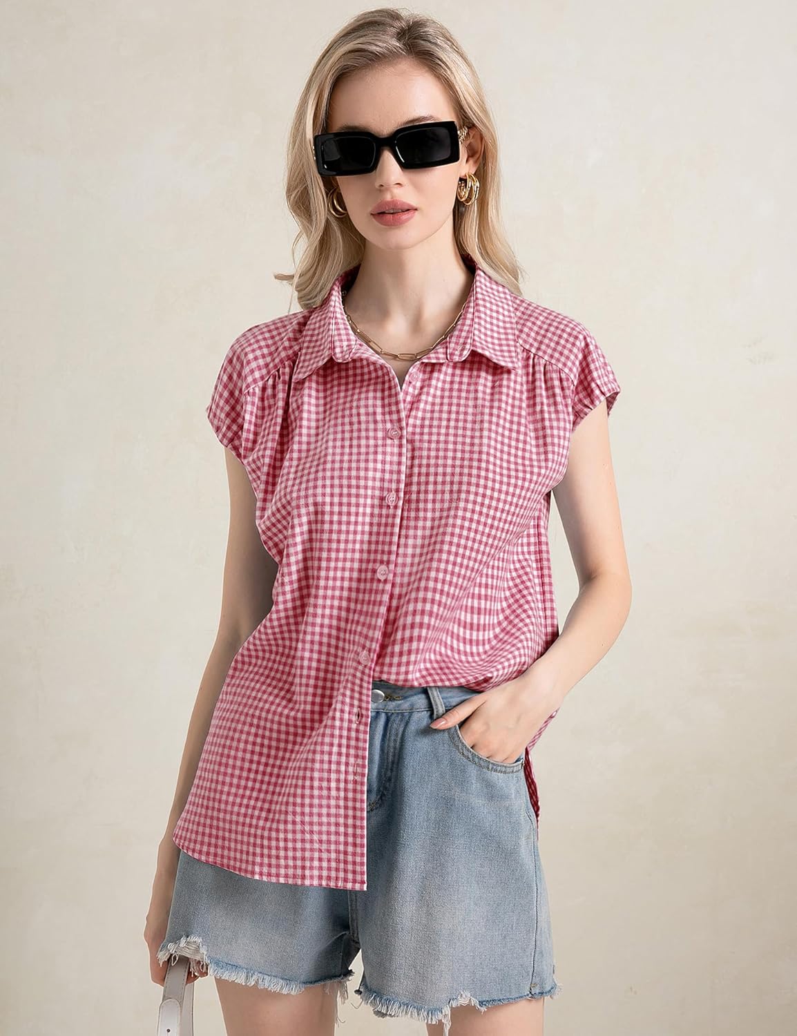 Élise Bluse für Damen aus Baumwolle – Bluse mit V-Ausschnitt und Cape-Ärmeln
