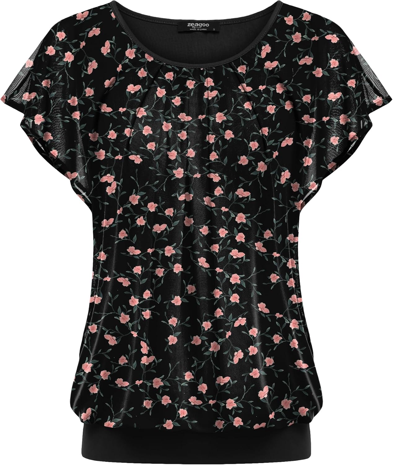 Emma Top Femme Floral – Blusa a Doppio Strato con Maniche a Volant Elegante Estate