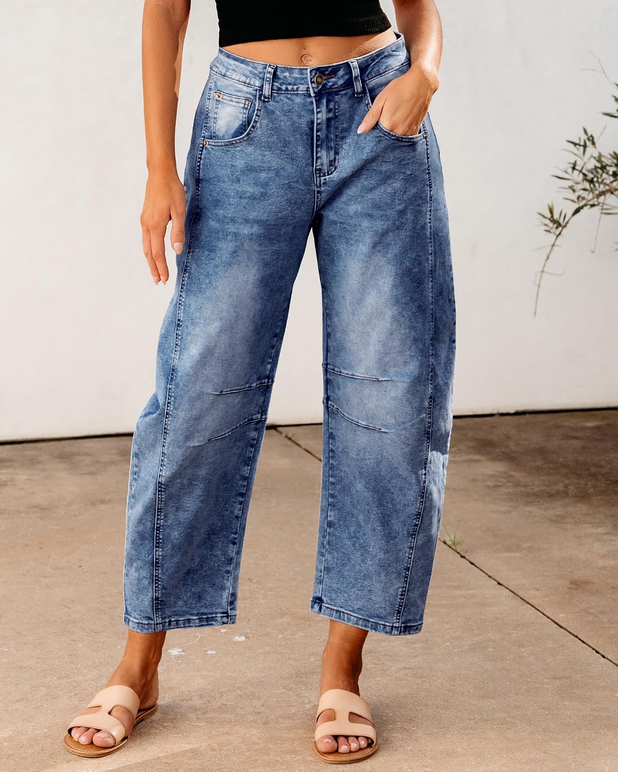 Solène Jean Baggy til kvinder – jeans med høj talje, barrel-ben, løs pasform og Y2K-stil