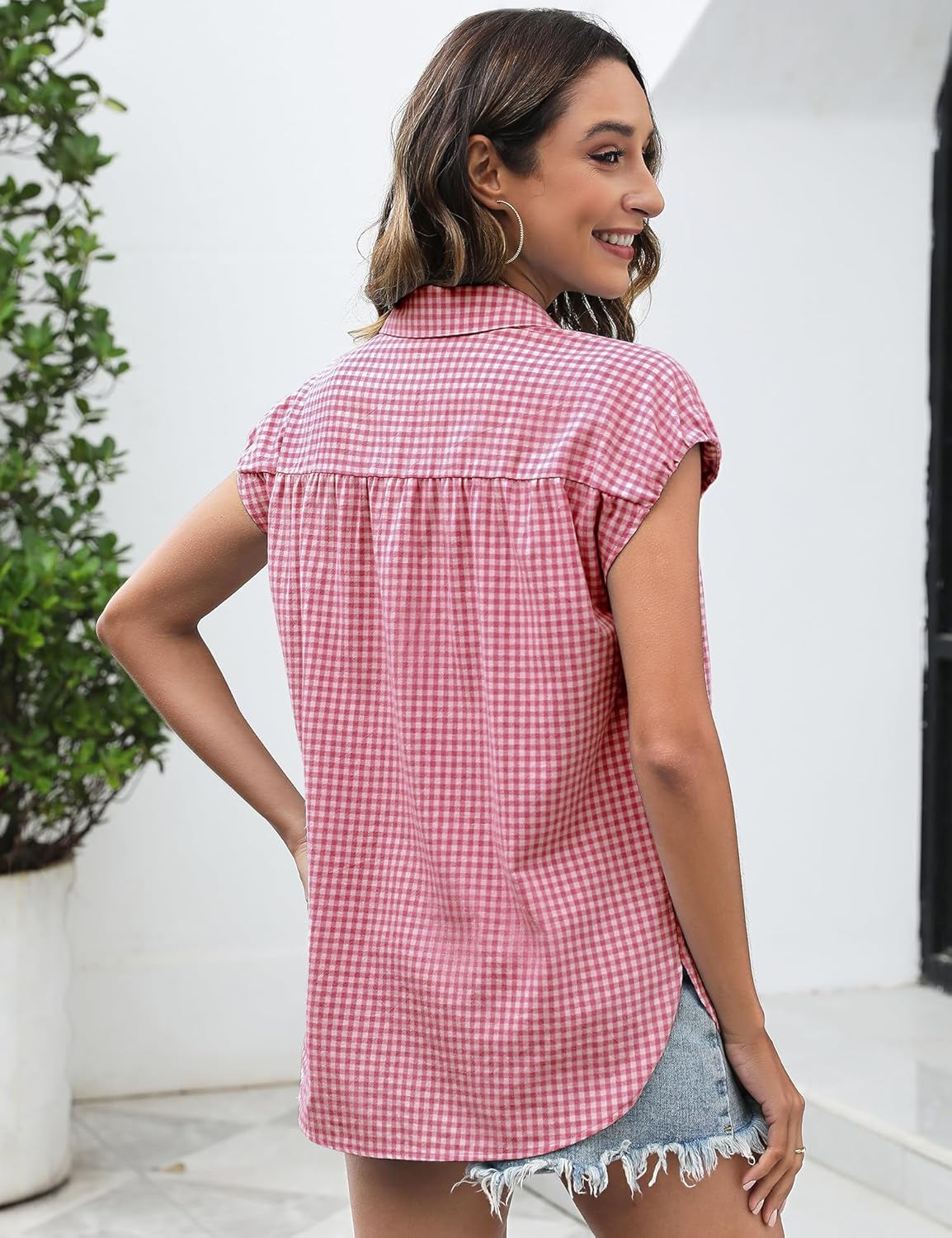 Élise Bluse für Damen aus Baumwolle – Bluse mit V-Ausschnitt und Cape-Ärmeln