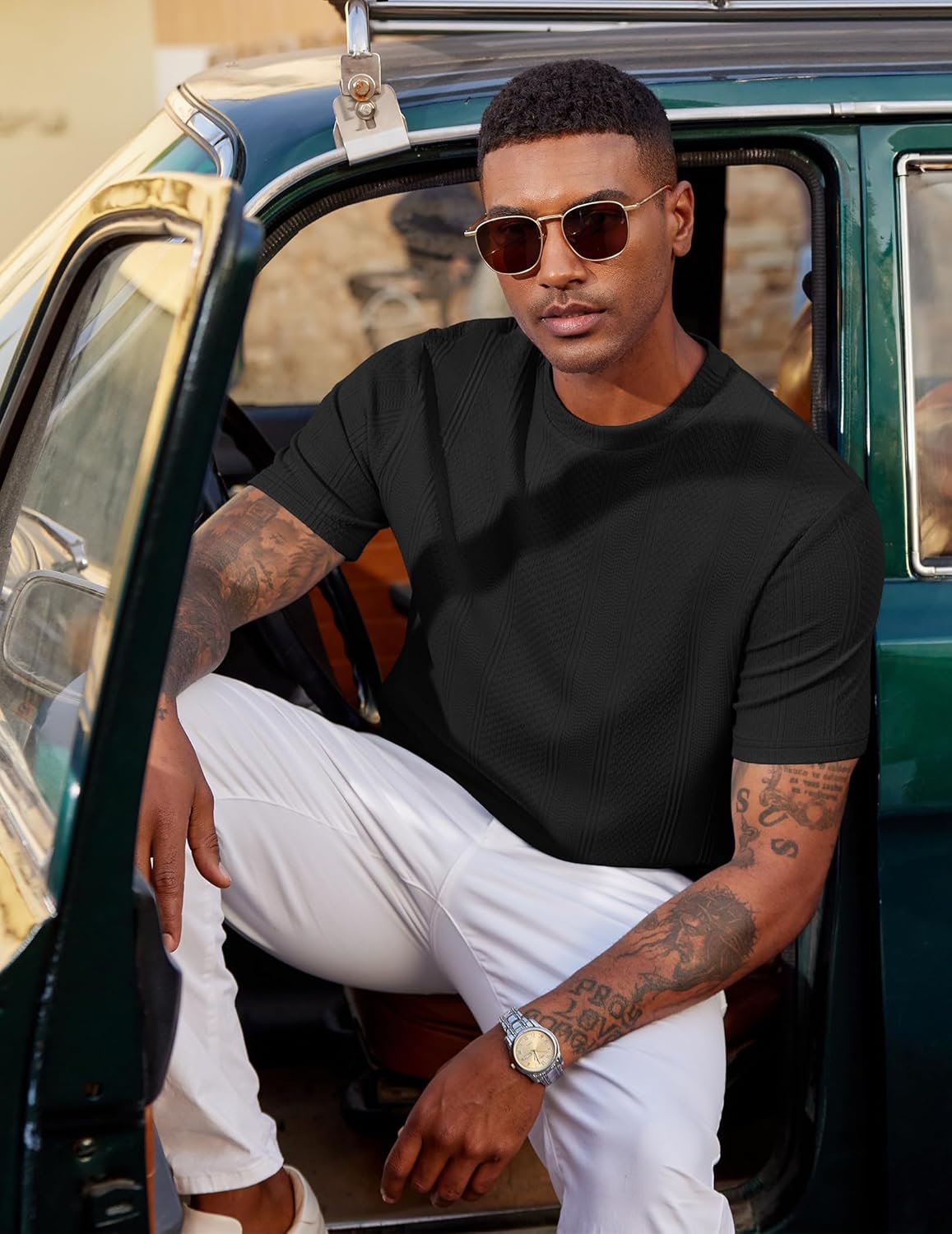 Wilbert majica za muškarce – majica od teksturiranog pletiva, lagana i u casual chic stilu
