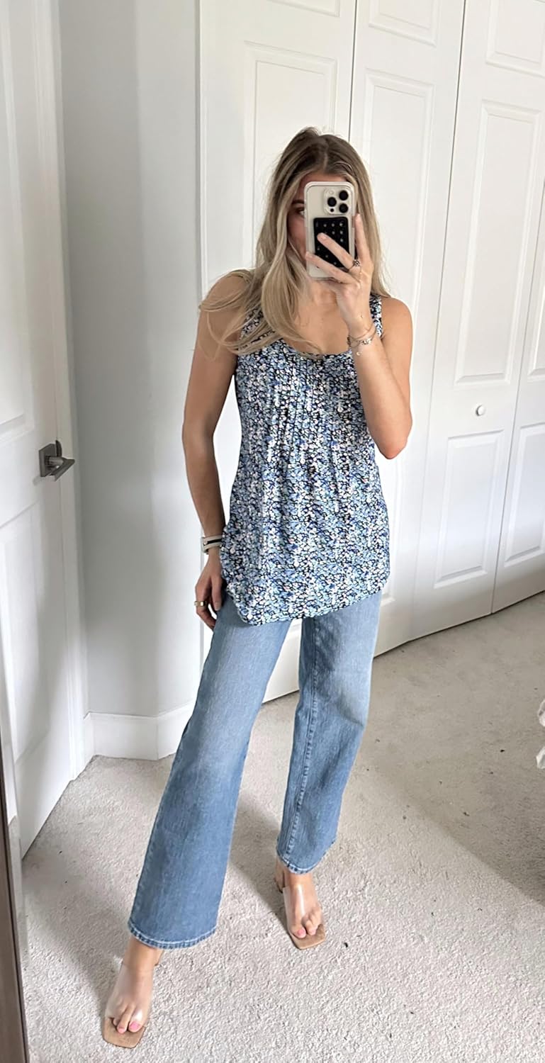 Sofia Damski Top – Letnia Bluzka z Kwadratowym Dekoltem Bez Rękawów, Luźny, Elegancki Krój