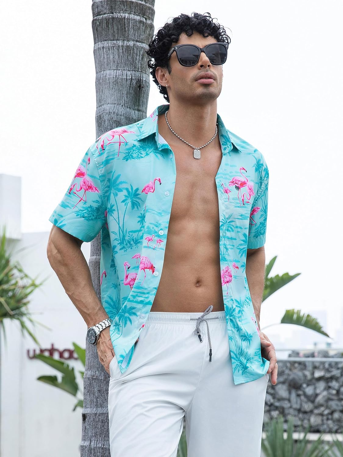 Camisa Havaiana Kai para Homem – Camisa Tropical de Verão, Padrão Floral e Leve