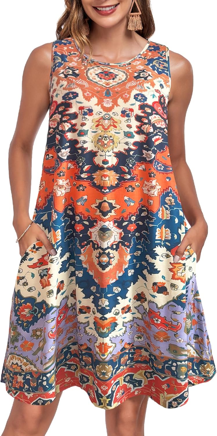 Vestido de Verano para Mujer Léna – Vestido Línea A con Tirantes, Escote en V y Bolsillos, Largo Medio