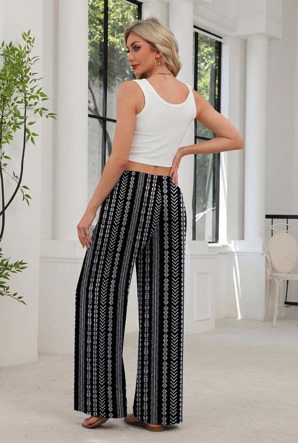 Dámske palazzo nohavice Kendi – široký voľný strih, elastický pás, elegantné letné