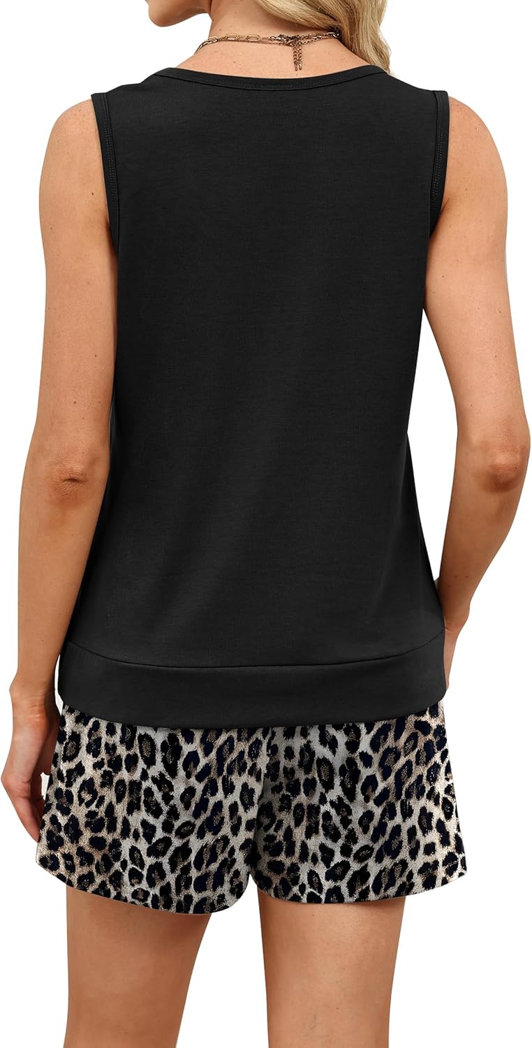Bellai Women's Summer Set – Square Neck Tank Top & Shorts with Pockets