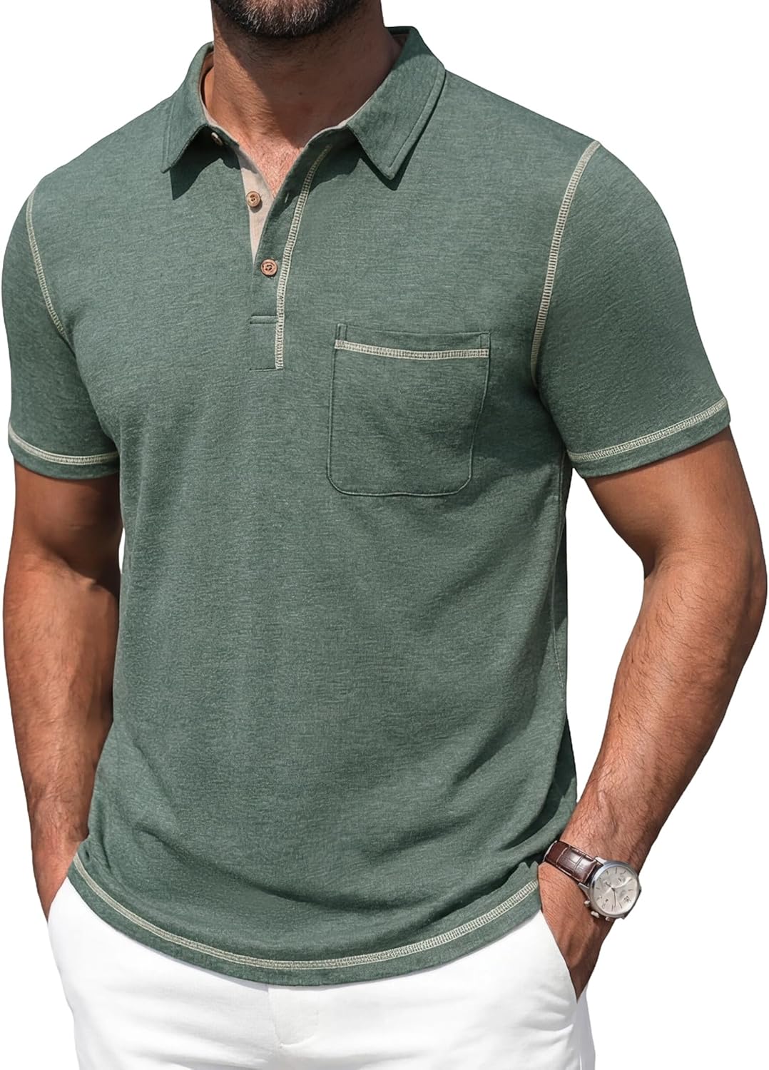 Arthur Polo Homem – Polo de Algodão Leve, Mangas Curtas, Bolso & Estilo Casual Chic