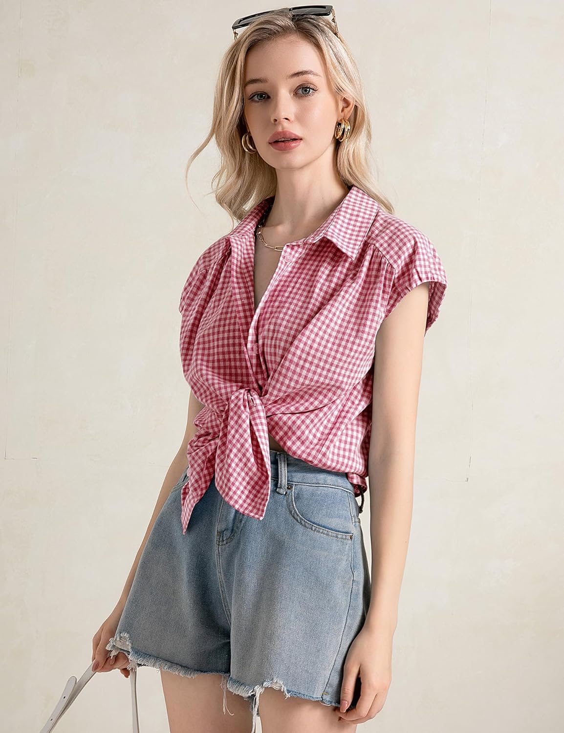 Élise Bluse für Damen aus Baumwolle – Bluse mit V-Ausschnitt und Cape-Ärmeln