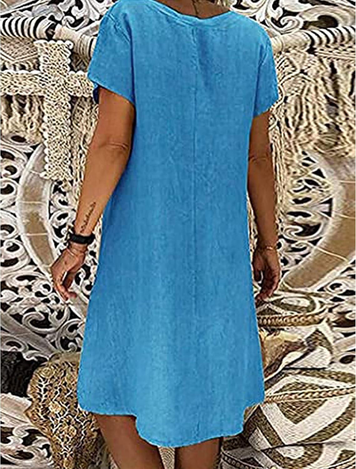 Vestido Martina Mulher – Vestido Maxi Decote em V Corte Oversize Linha A Casual Elegante Verão