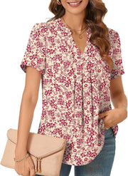 Camille Bluse Damen – Chiffonoberteil mit V-Ausschnitt und eleganten Falten
