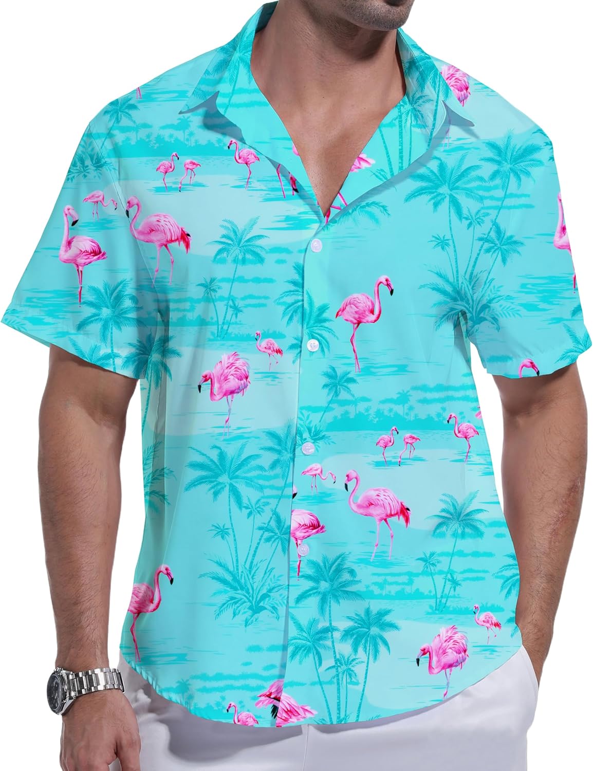 Camisa Havaiana Kai para Homem – Camisa Tropical de Verão, Padrão Floral e Leve