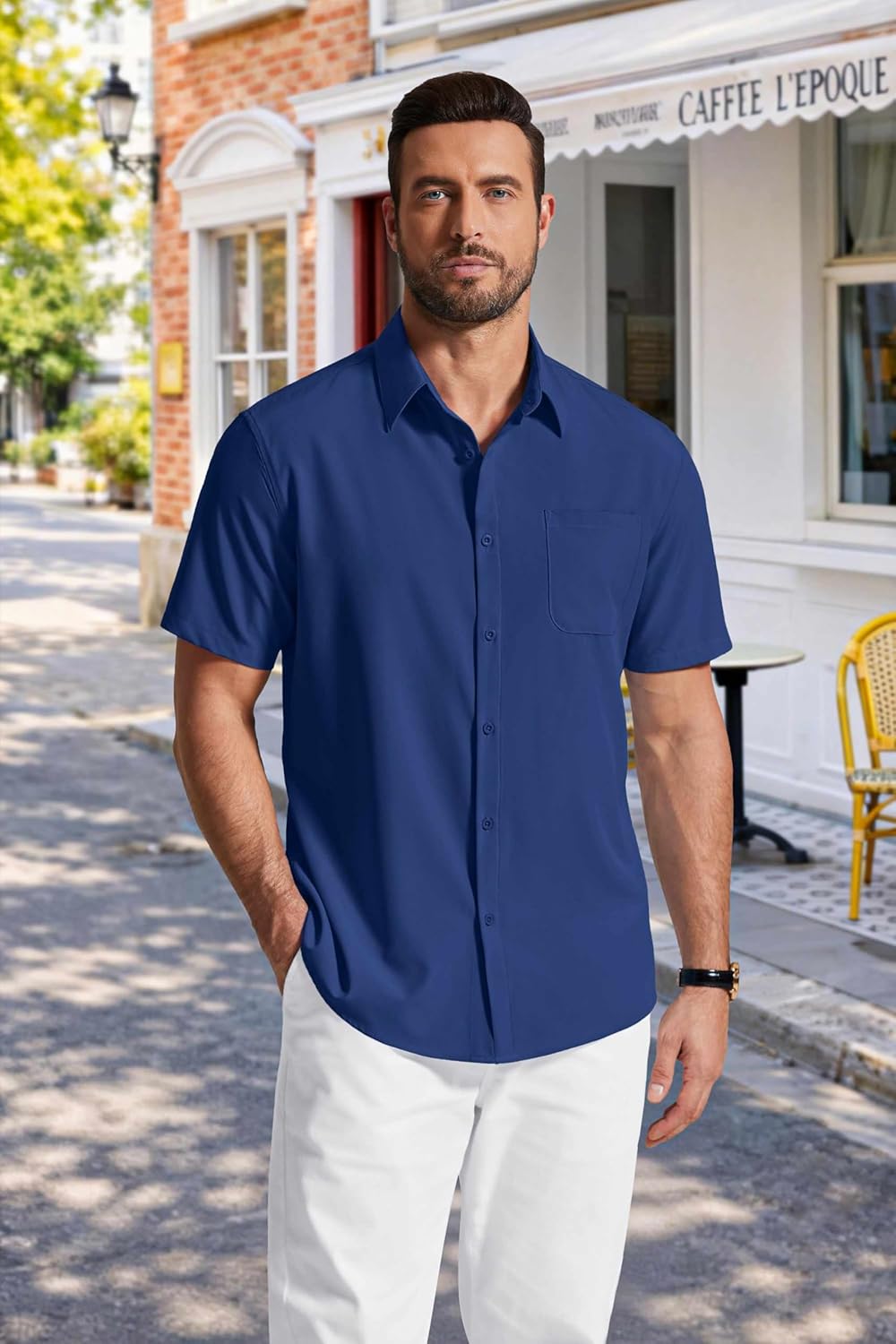 Lucio Camisa Homem – Camisa Sem Engomar Manga Curta & Estilo Casual Chic