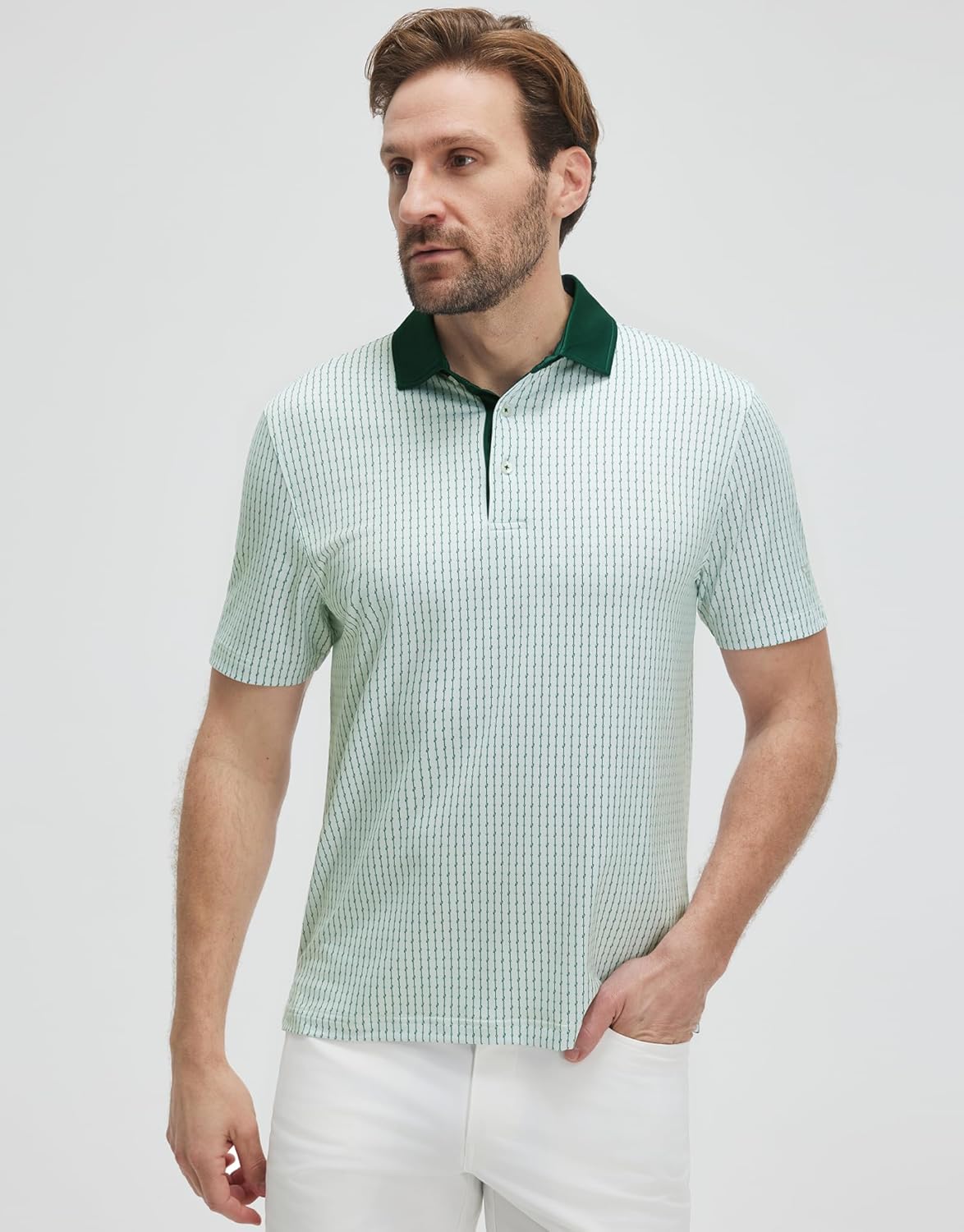 Victor Polo Homem – Polo de Golfe Estampado, Respirável UPF30+ & Secagem Rápida
