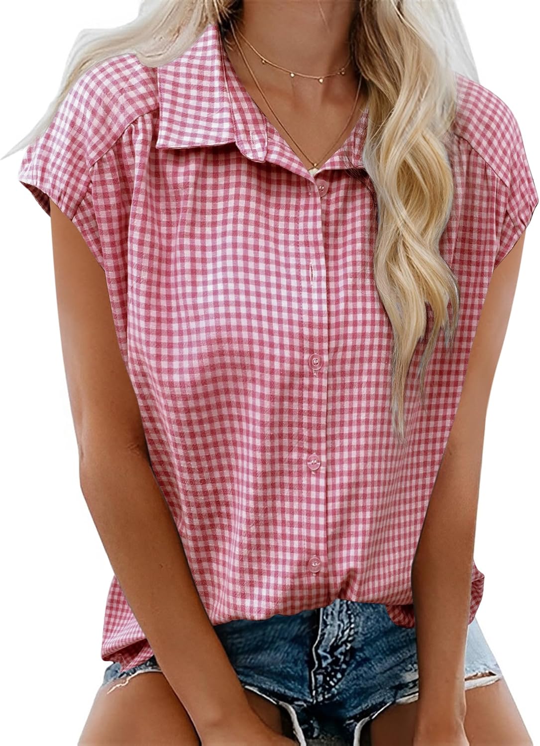 Élise Blouse Femme en Coton – Chemisier à Col V et Manches Capes