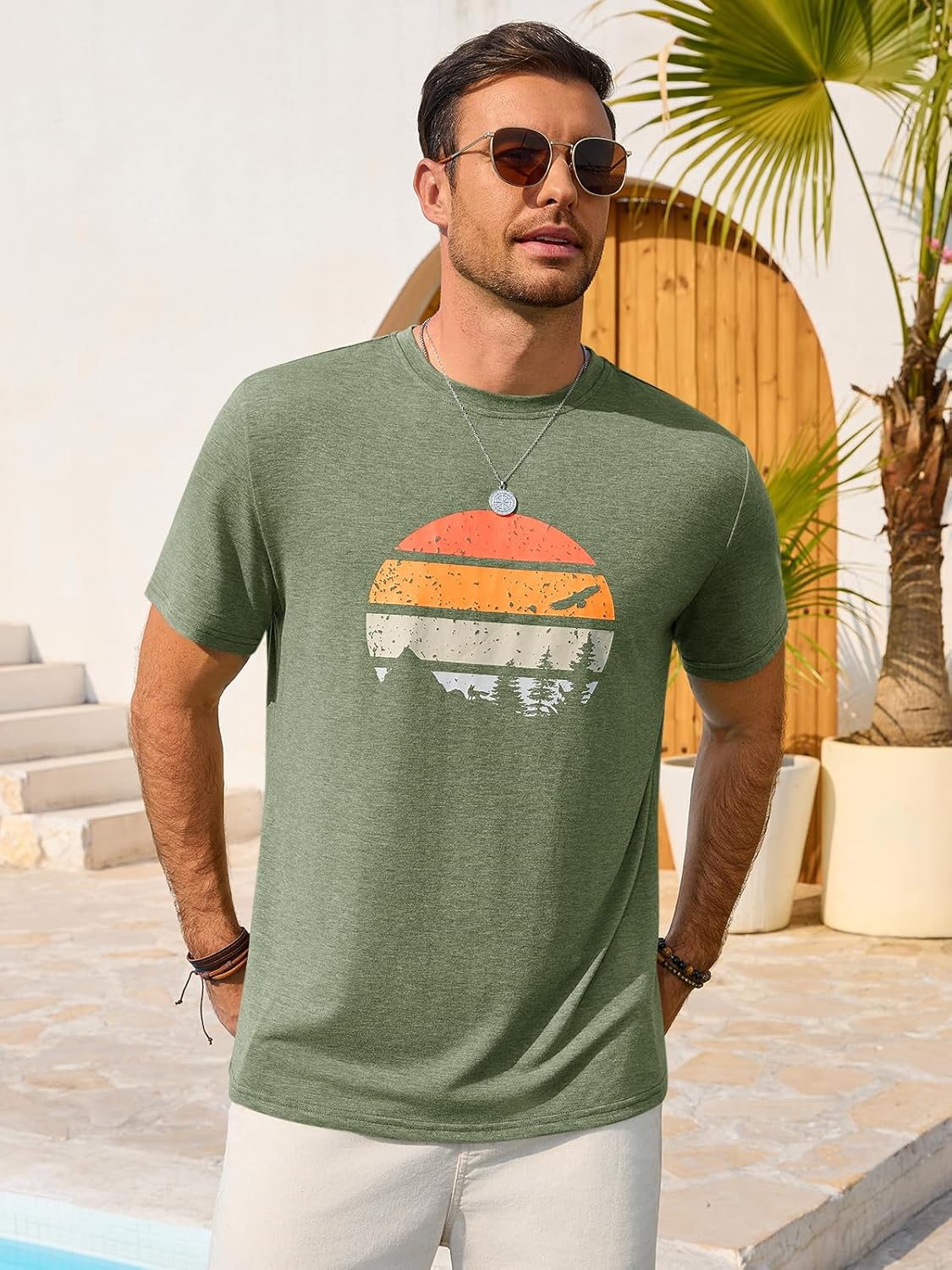 Enzo muška majica – grafička majica s okruglim izrezom, vintage stil, plaža i casual