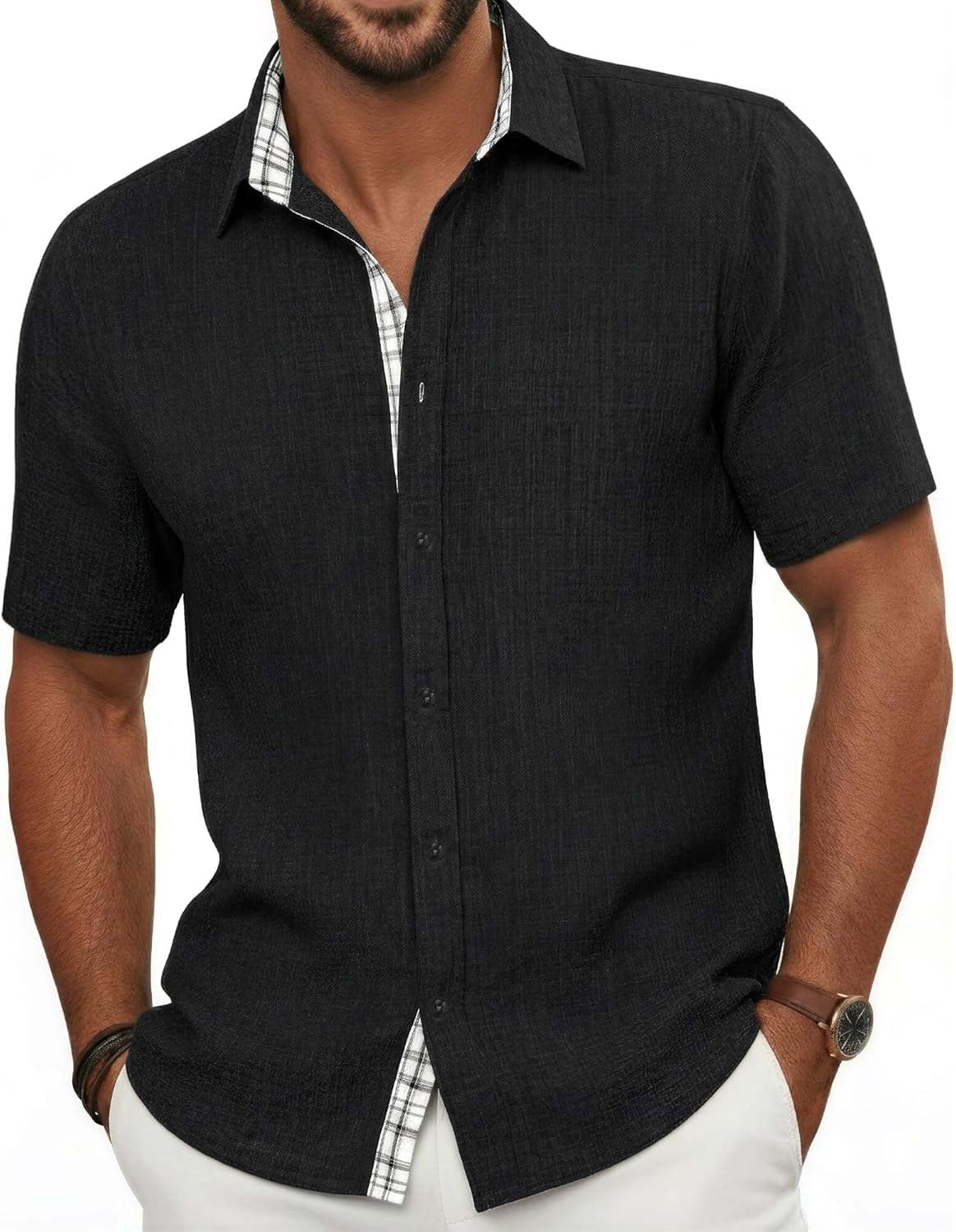 Alexandre Camisa Homem – Camisa de Verão Stretch, Respirável & Estilo Casual Chic