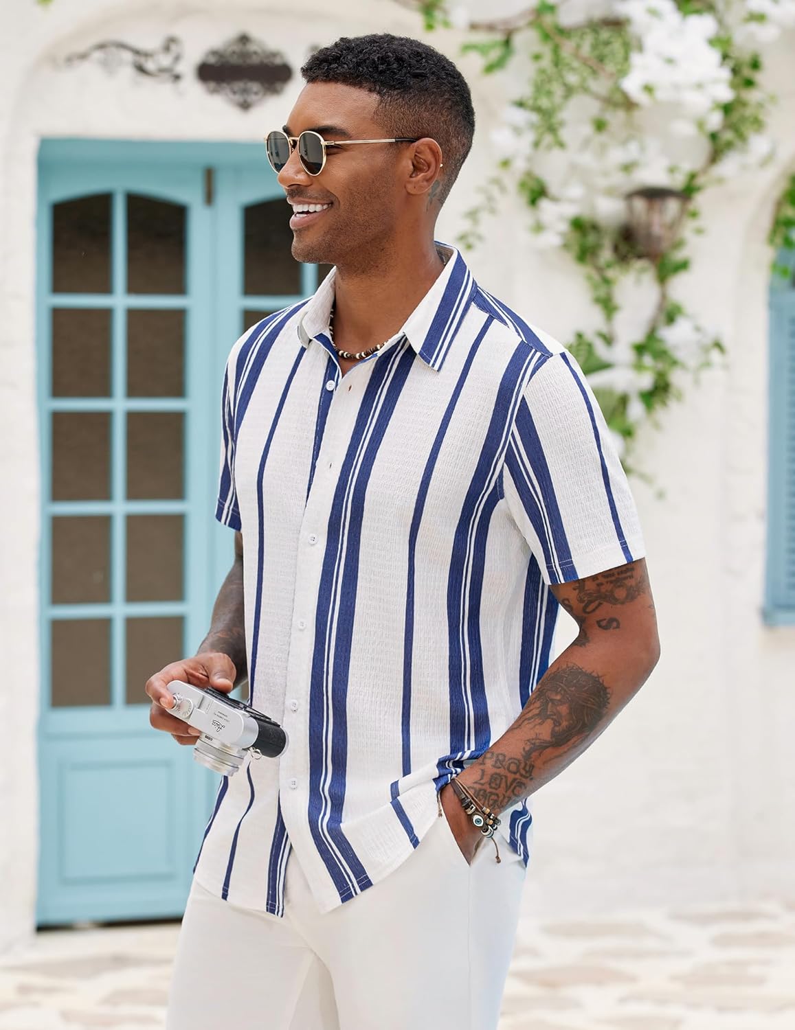 Ανδρικό Πουκάμισο Ben – Ελαστικό Slim Fit Πουκάμισο, Ανάλαφρο & Κοντομάνικο