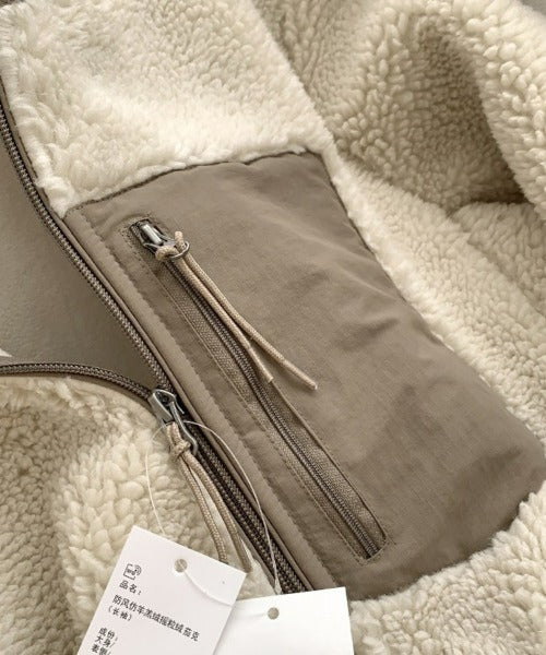 Lily Casaco Teddy para Mulher – Casaco Quente com Gola Alta, Bolsos com Fecho e Corte Casual