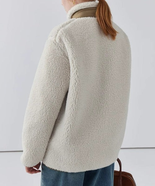 Lily Casaco Teddy para Mulher – Casaco Quente com Gola Alta, Bolsos com Fecho e Corte Casual