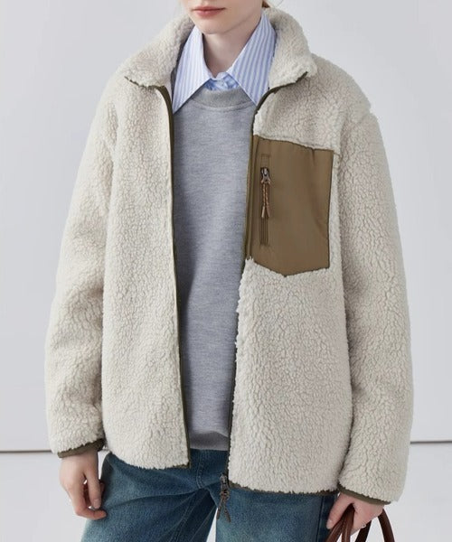 Lily Teddy Coat Woman – Warm Jacket with High Collar, Zipped Pockets & Casual Fit