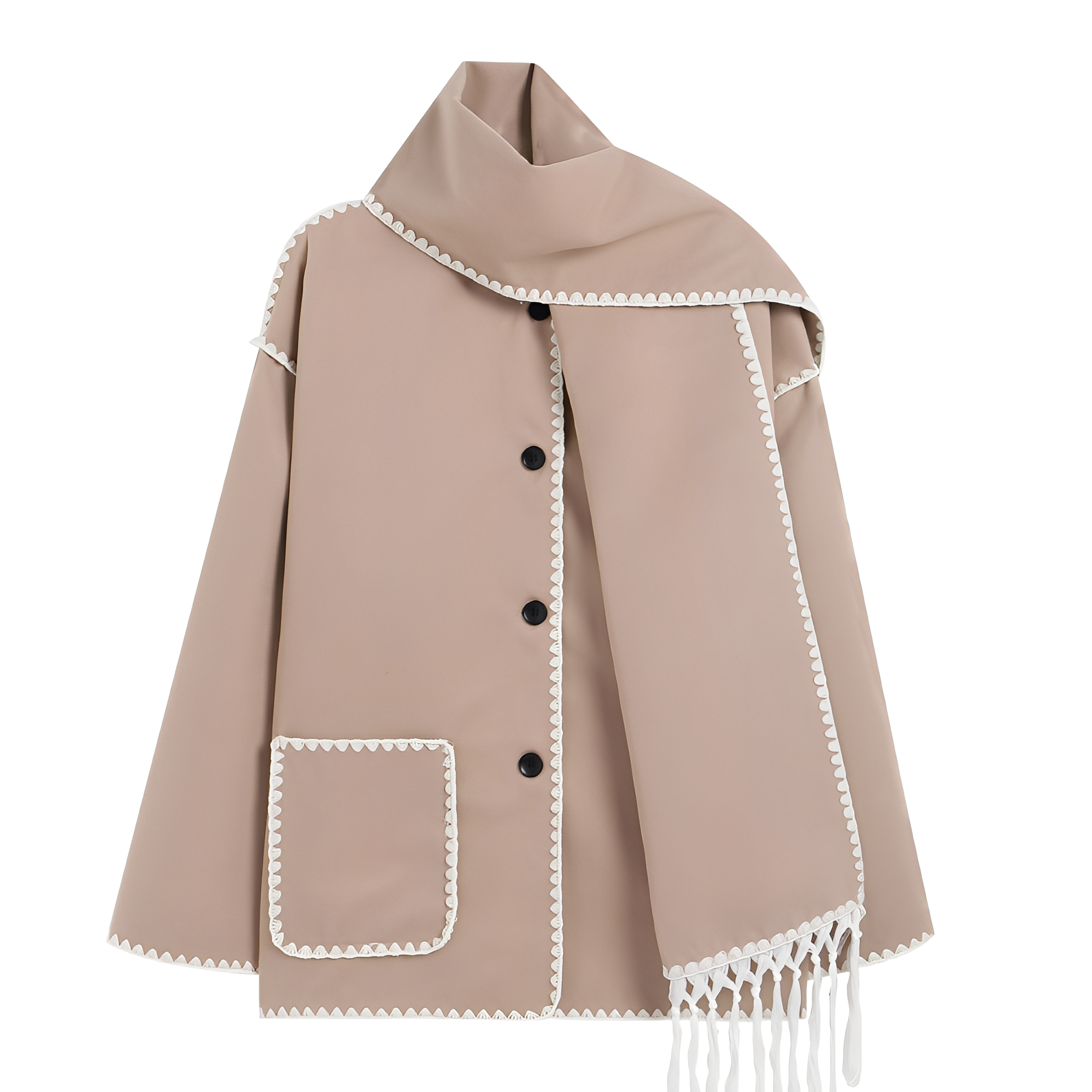 Genevieve Manteau Femme – Manteau en Laine Douce avec Écharpe & Coupe Ample Élégante