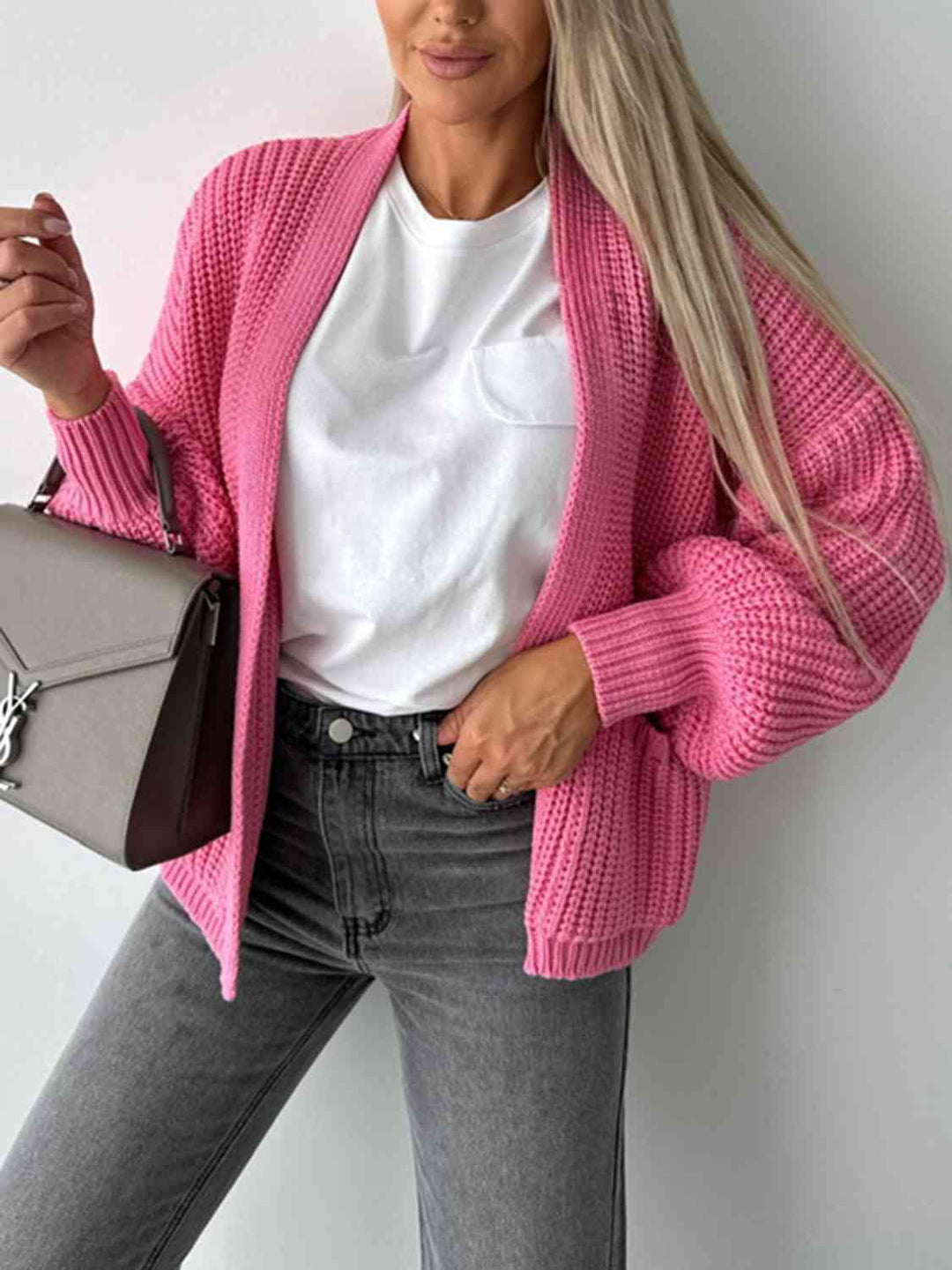 Lanna Cardigan Femme Ouvert – Coupe Relax, Manches Ballon & Maille Douce