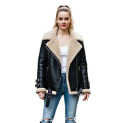 Jolai Women's Jacket Biker Style – Warm Coat in Blended Wool with Comfortable Fit