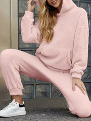 Ayla Completo Abbigliamento Casual in Pile per Donna – Felpa con Cappuccio e Pantaloni Morbidi e Confortevoli per un Calore Informale
