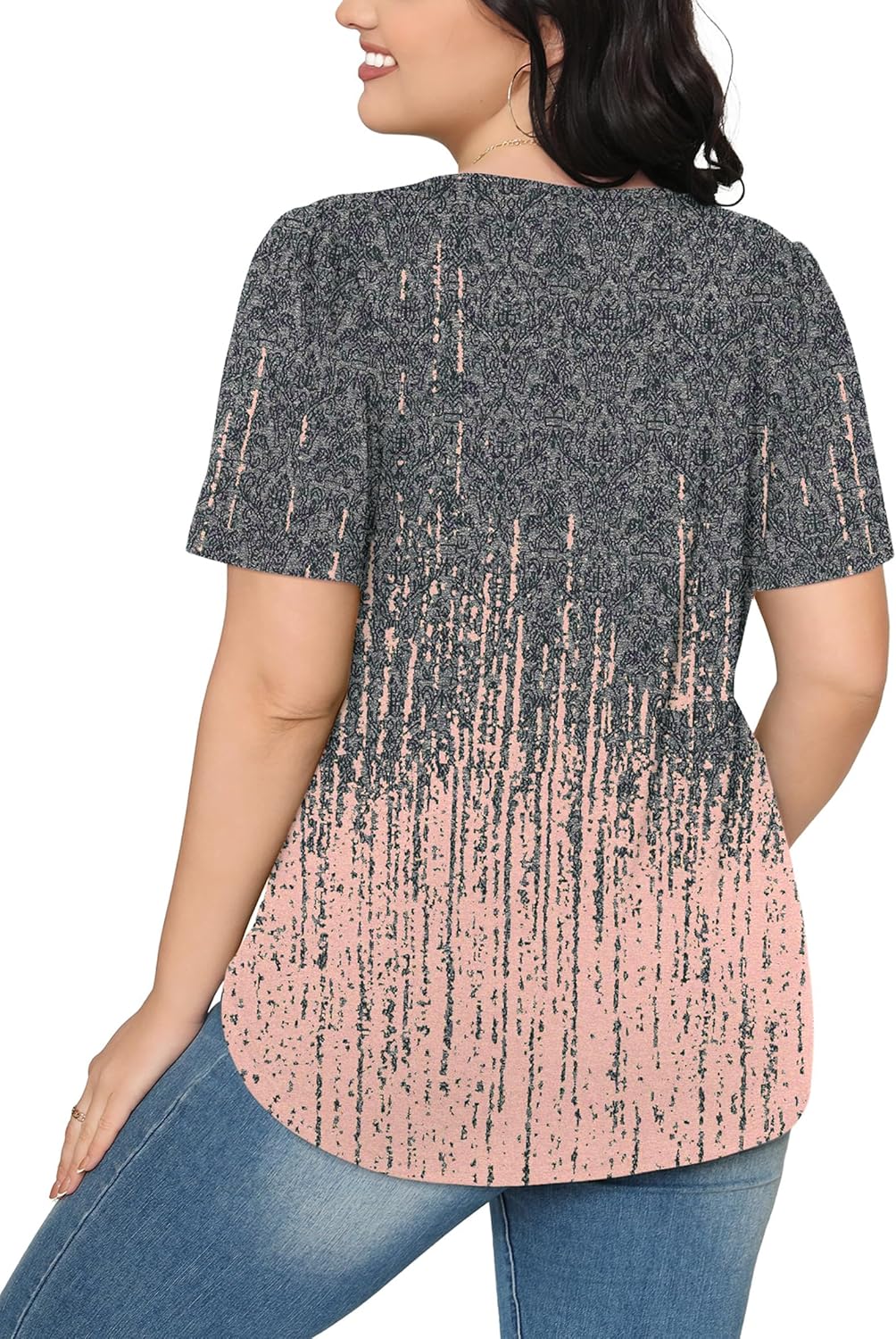 T-shirt Sophie Mulher – Top Plissado Gola Redonda Mangas Curtas Elegante Túnica