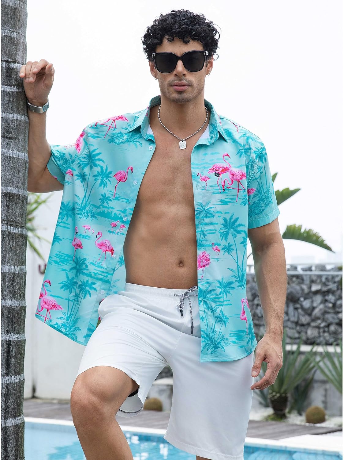 Camisa Havaiana Kai para Homem – Camisa Tropical de Verão, Padrão Floral e Leve