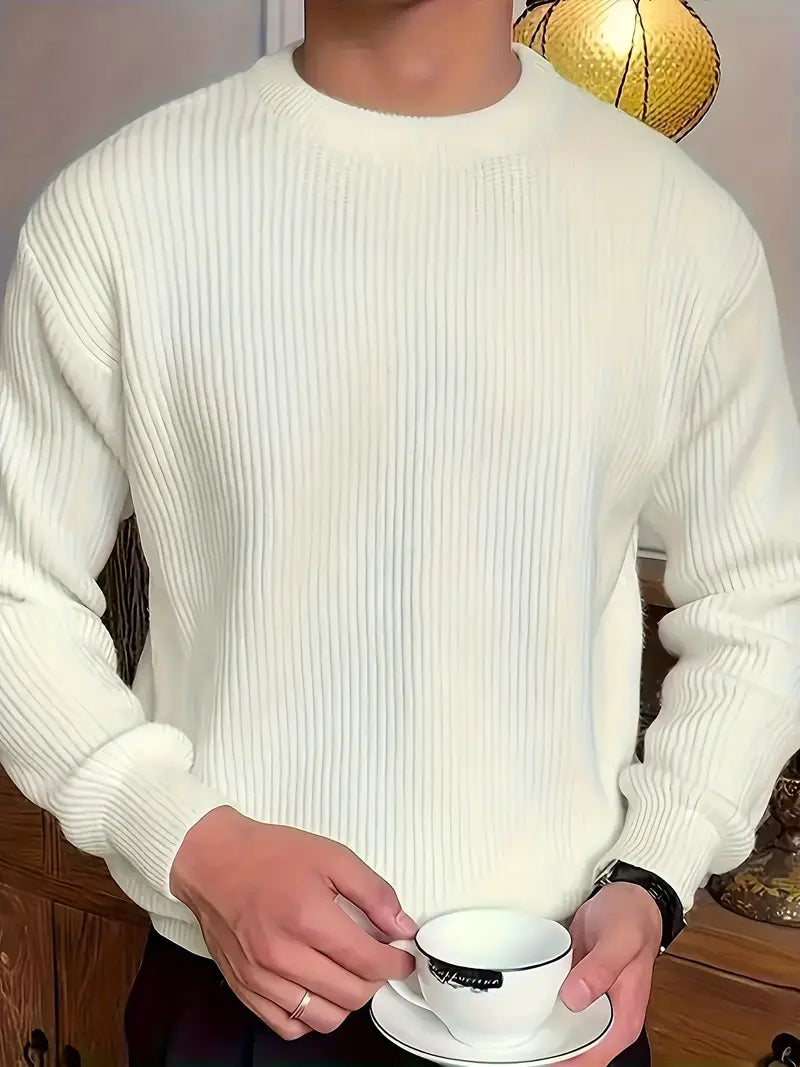 Montaro Męski Sweter z Okrągłym Dekoltem w Prążki – Klasyczny, Elegancki i Wielofunkcyjny Dzianinowy