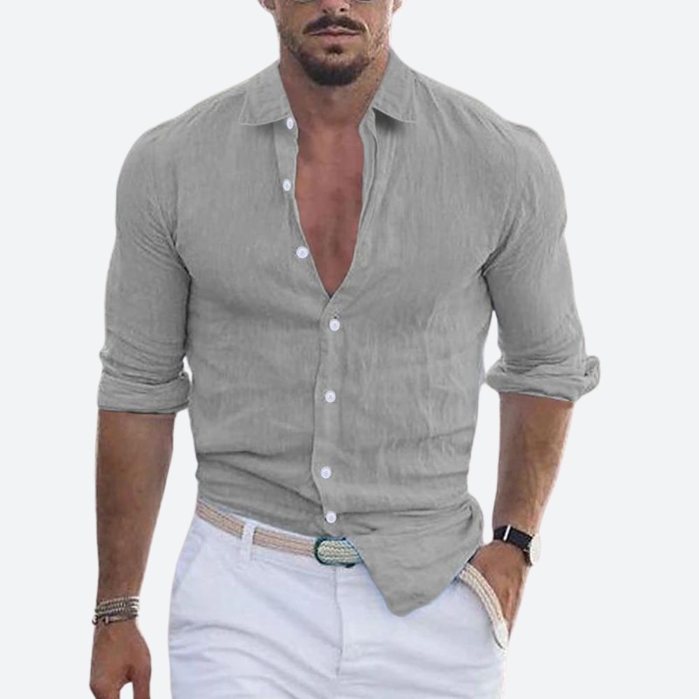 Rogelio | Camicia da uomo con colletto piegato con taglio rilassato per l'estate