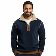 Aaron Sweatshirt com Fecho Homem Vintage – Gola Alta, Design Retro & Conforto Outono-Inverno