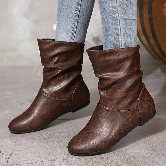 Amara Women's Leather Boots – Genuine Leather Boots with Non-Slip Sole & Elegant Cut