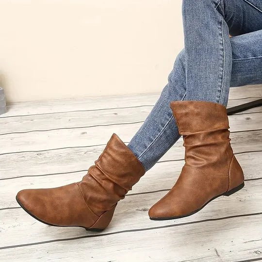 Amara Women's Leather Boots – Genuine Leather Boots with Non-Slip Sole & Elegant Cut