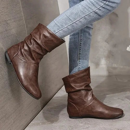 Amara Women's Leather Boots – Genuine Leather Boots with Non-Slip Sole & Elegant Cut