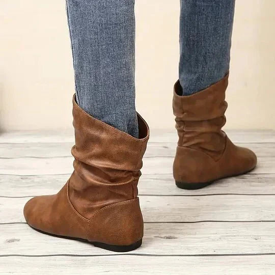 Amara Women's Leather Boots – Genuine Leather Boots with Non-Slip Sole & Elegant Cut