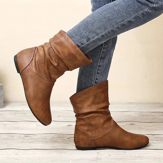 Amara Women's Leather Boots – Genuine Leather Boots with Non-Slip Sole & Elegant Cut