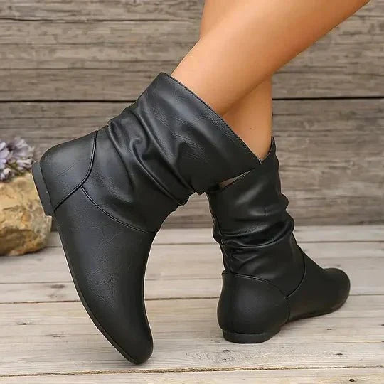 Amara Women's Leather Boots – Genuine Leather Boots with Non-Slip Sole & Elegant Cut