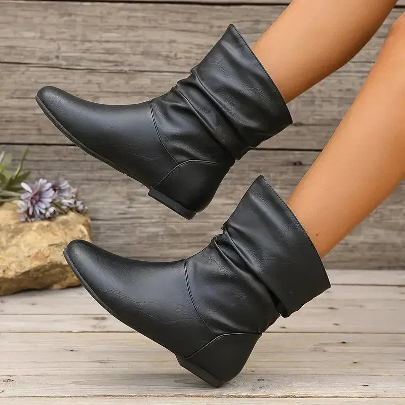 Amara Women's Leather Boots – Genuine Leather Boots with Non-Slip Sole & Elegant Cut