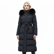 Casaco de Inverno Mulher Amey com Gola de Pêlo – Ajustado, Quente & Elegante