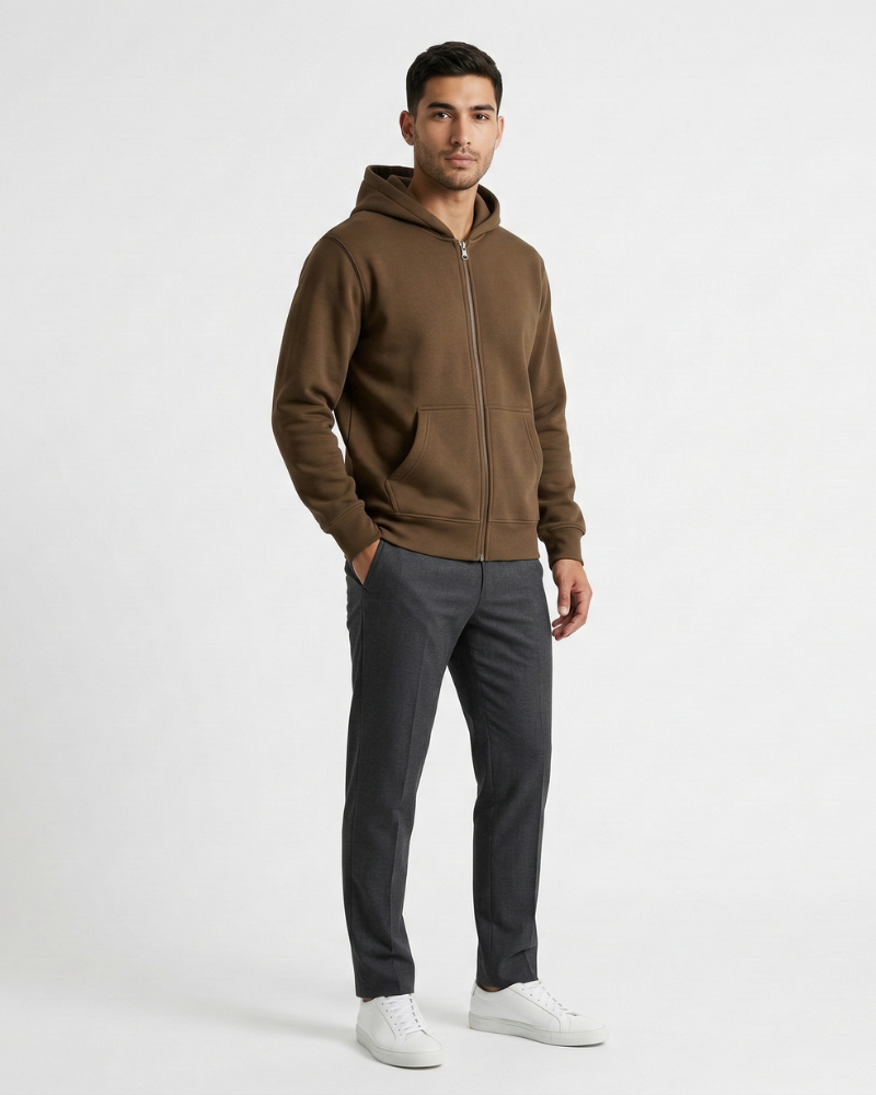 Cardigan para Hombre Amir con Cremallera y Capucha – Corte Holgado, Tejido Transpirable, Estilo Urbano