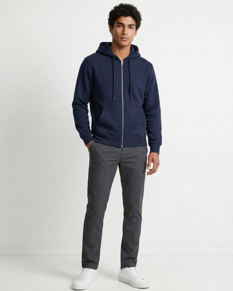 Cardigan para Hombre Amir con Cremallera y Capucha – Corte Holgado, Tejido Transpirable, Estilo Urbano