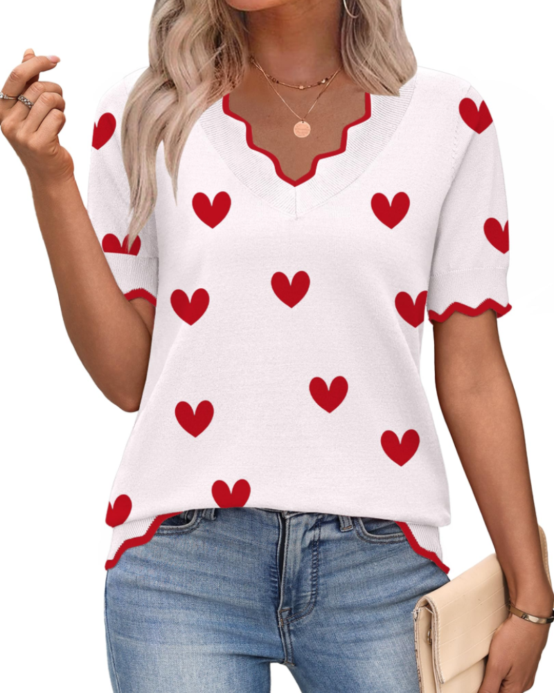 Amirah Top Dámsky – Ľahký pulóver s krátkymi rukávmi a výstrihom do V, elegantný business casual štýl