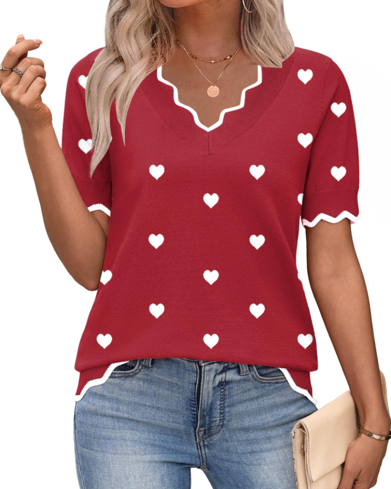 Amirah Top Dámsky – Ľahký pulóver s krátkymi rukávmi a výstrihom do V, elegantný business casual štýl