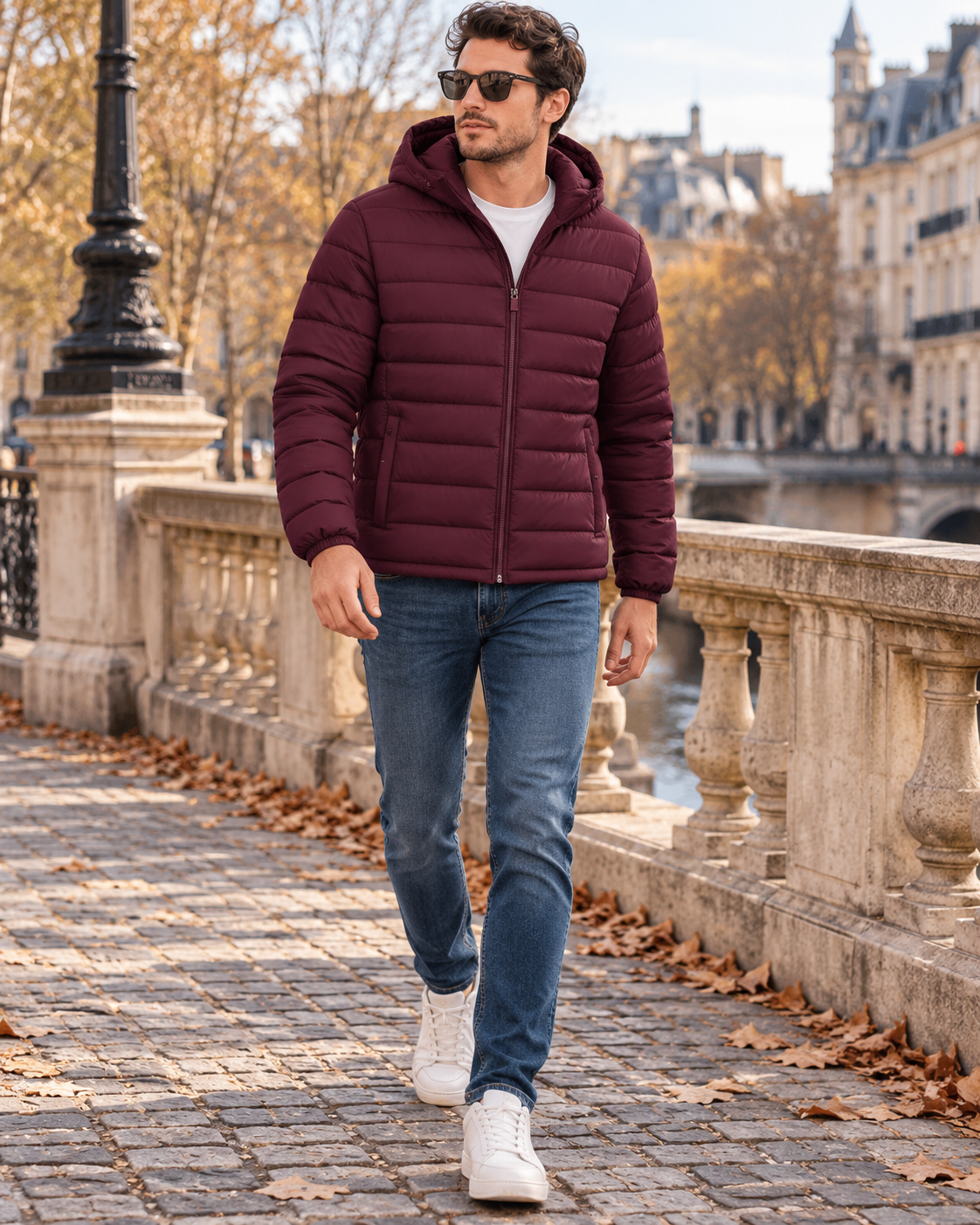 Zandro Veste Matelassée Homme Légère à Capuche avec Doublure et Poches Zippées