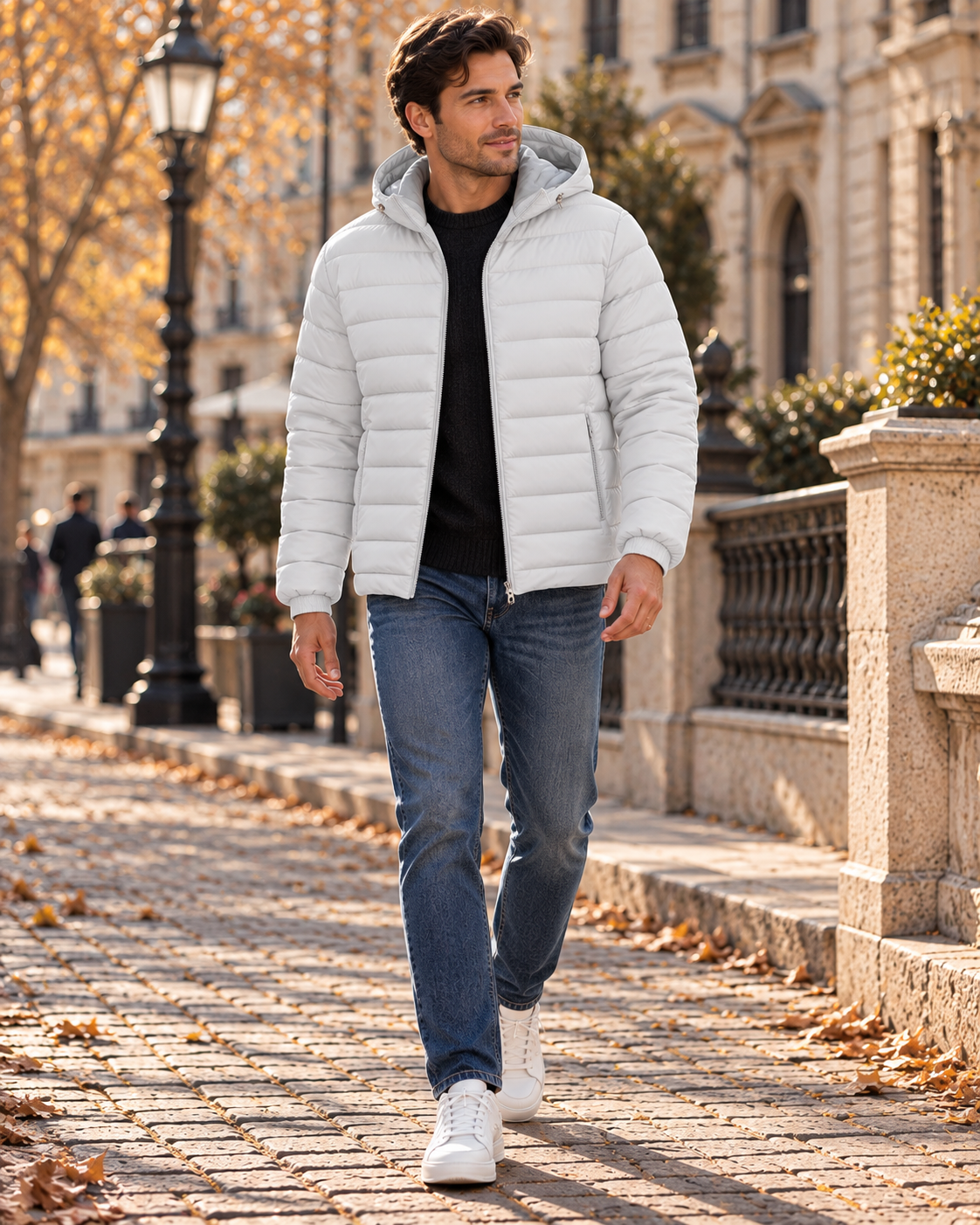Zandro Veste Matelassée Homme Légère à Capuche avec Doublure et Poches Zippées