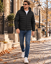Zandro Veste Matelassée Homme Légère à Capuche avec Doublure et Poches Zippées